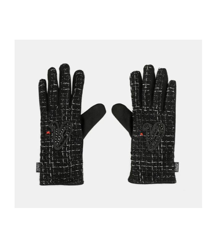 Guantes de tejido tweed negros Anekke