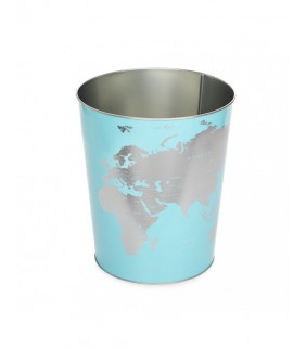 PAPELERA GLOBE TURQUESA LATA