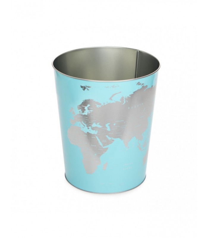PAPELERA GLOBE TURQUESA LATA