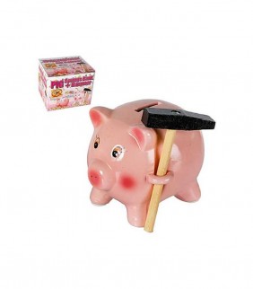 Hucha de cerámica de cerdo con el martillo de 15 c