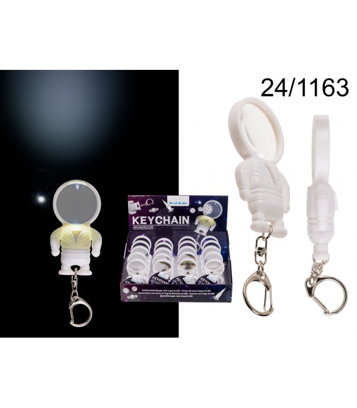 Llavero con lupa y luz LED Astronauta