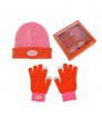 Pack de gorro y guantes “I’m cold” rosa y rojo
