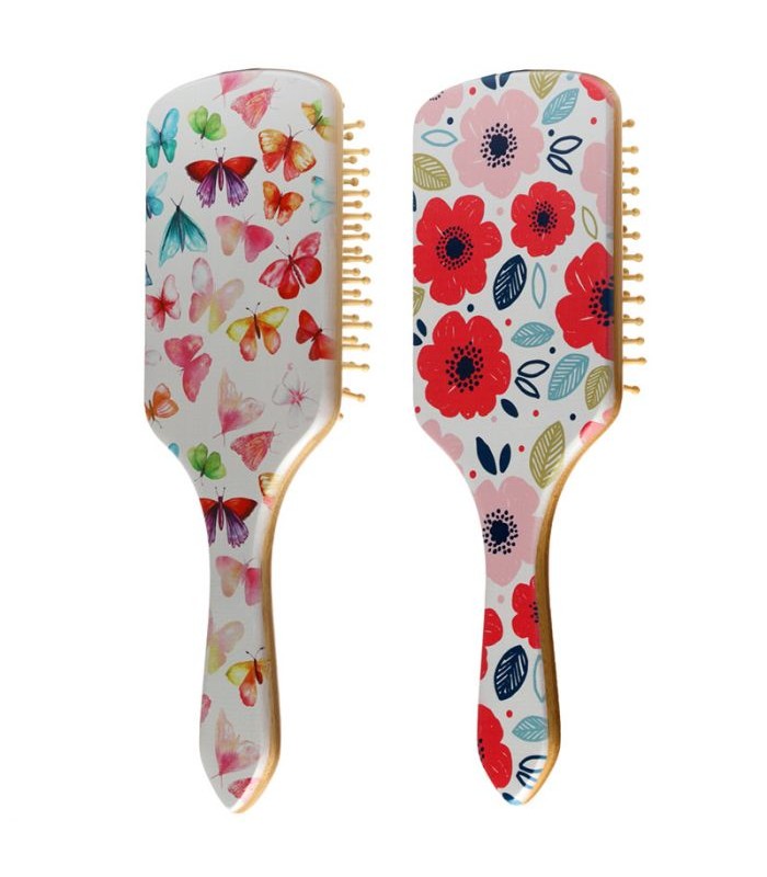 Cepillo de Pelo de Bambú - Mariposas y Amapolas Pi