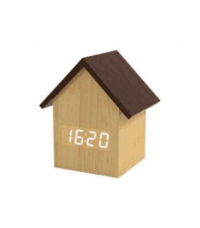 Despertador LED Casita madera natural