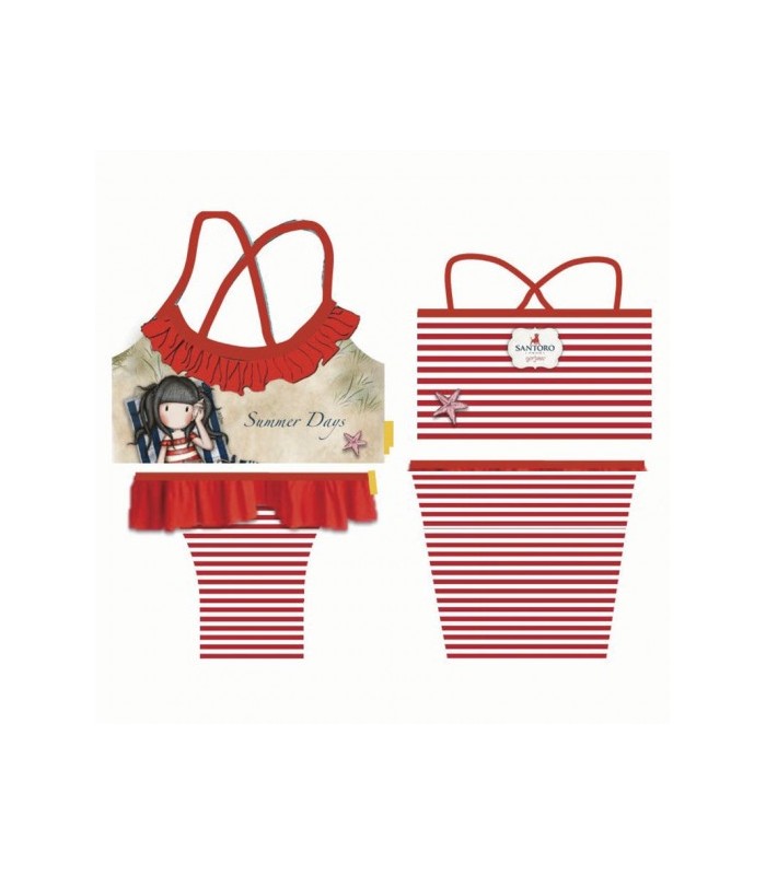 Bikini rayas rojo y beige T/6  SUMER DAYS  GORJUSS