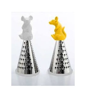 Rallador de queso de  acero inox  con ratón blanco