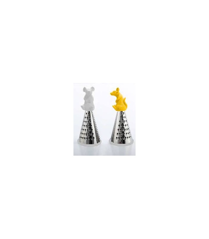 Rallador de queso de  acero inox  con ratón blanco