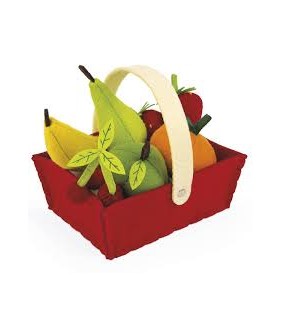 2-6 AÑOS Set de 8 Frutas de tela con cesta