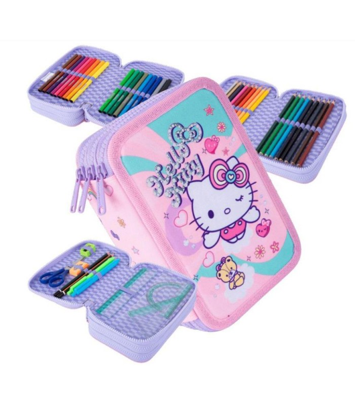 Plumier 3 pisos con contenido Hello Kitty