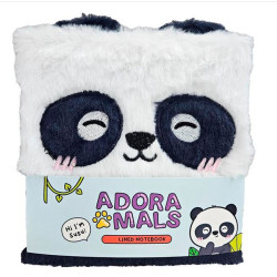 Libreta Peluda A5 a Rayas Oso Panda Adoramal