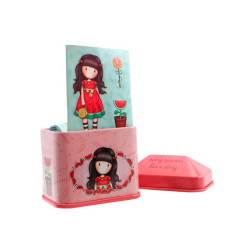 Caja de metal con 60 Pegatinas Gorjuss Granate