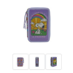 PLUMIER 3 PISOS CON MATERIAL ESCOLAR SNOOPY