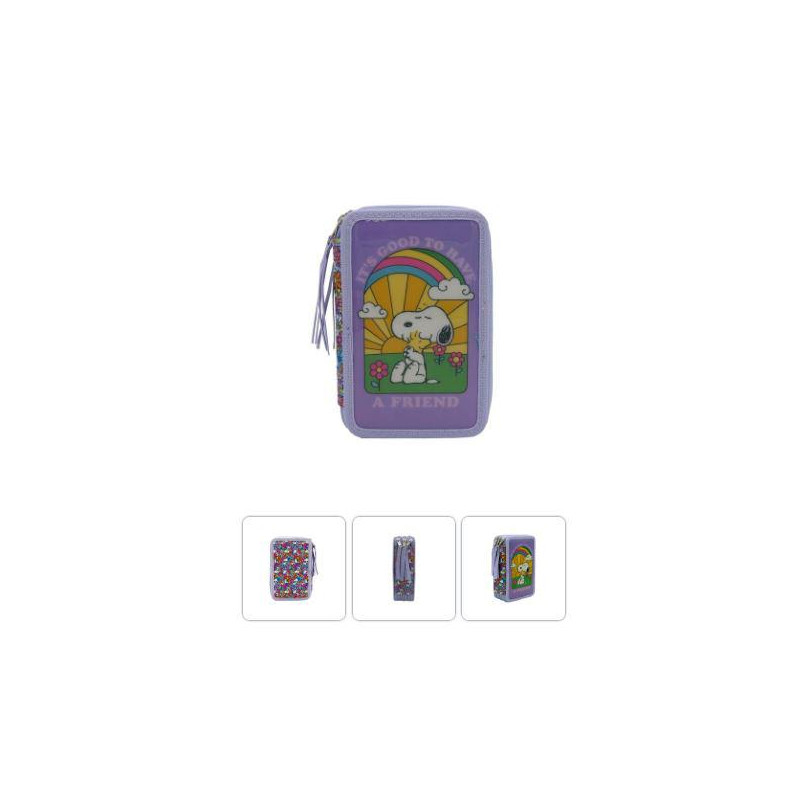 PLUMIER 3 PISOS CON MATERIAL ESCOLAR SNOOPY