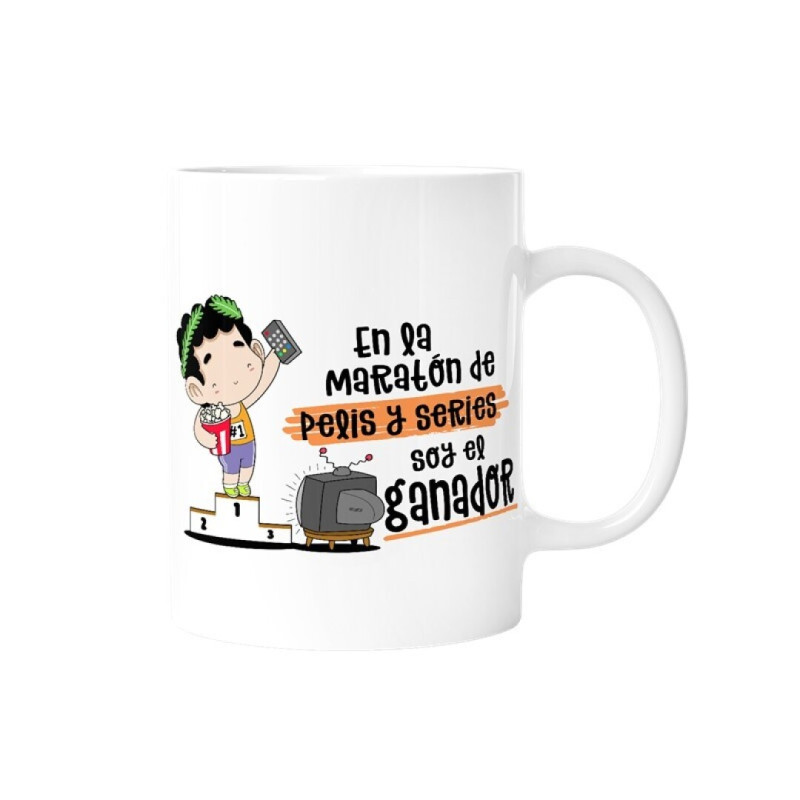 TAZA - EN LA MARATÓN DE PELIS Y SERIES SOY EL GANA