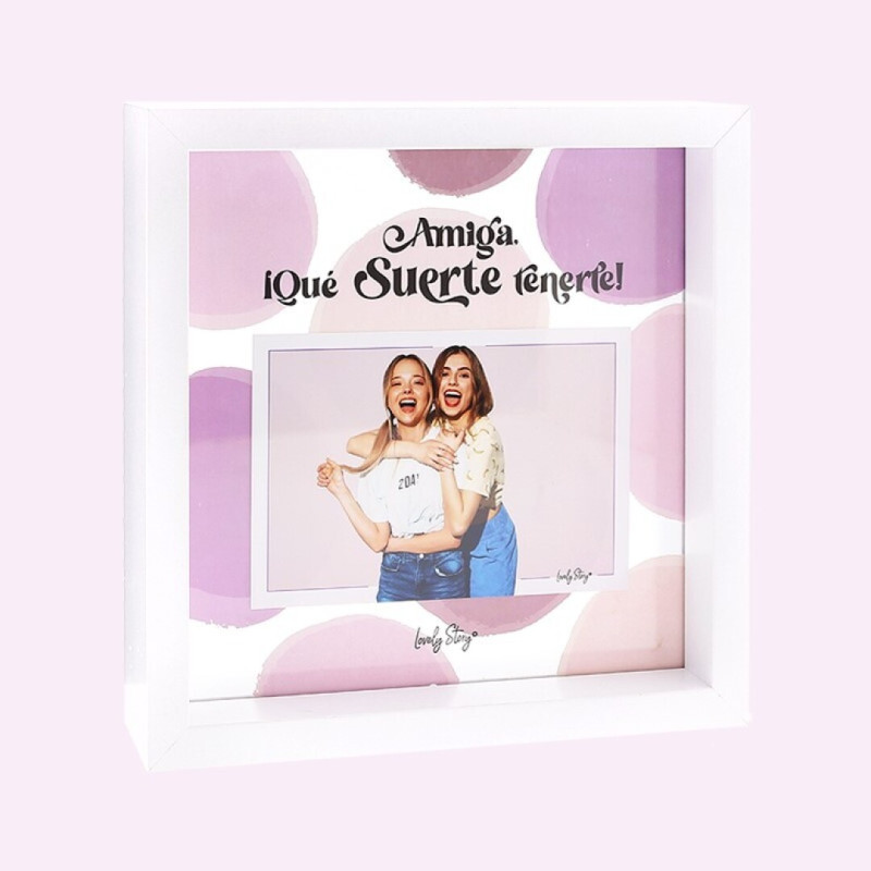 MARCO DE FOTOS DE MADERA COLOR BLANCO - AMIGA, ¡QU