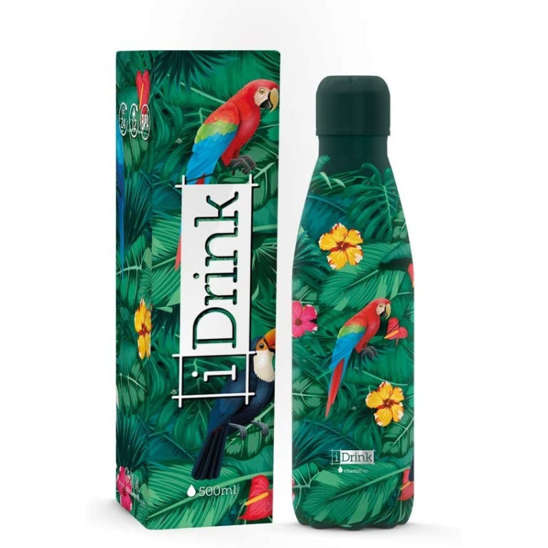 BOTELLA TÉRMICA METÁLICA 500ML AVES TROPICALES