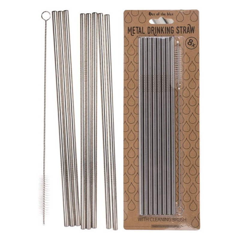 Pajitas de metal con cepillo para limpiar