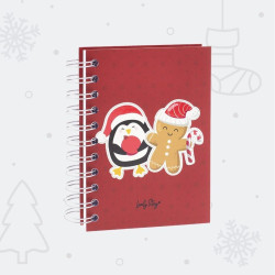 CUADERNO A6 NAVIDAD PINGÜINO MUÑECO ROJO