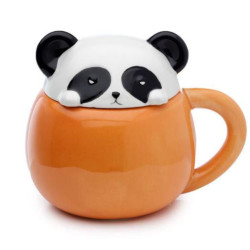 Taza de Cerámica con Tapa Oso Panda