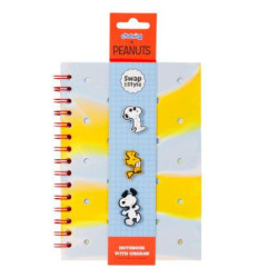 Libreta A5 a Rayas con charms Snoopy & Woodstock
