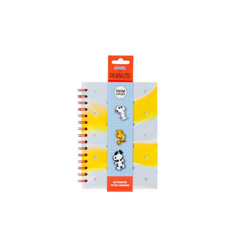 Libreta A5 a Rayas con charms Snoopy & Woodstock