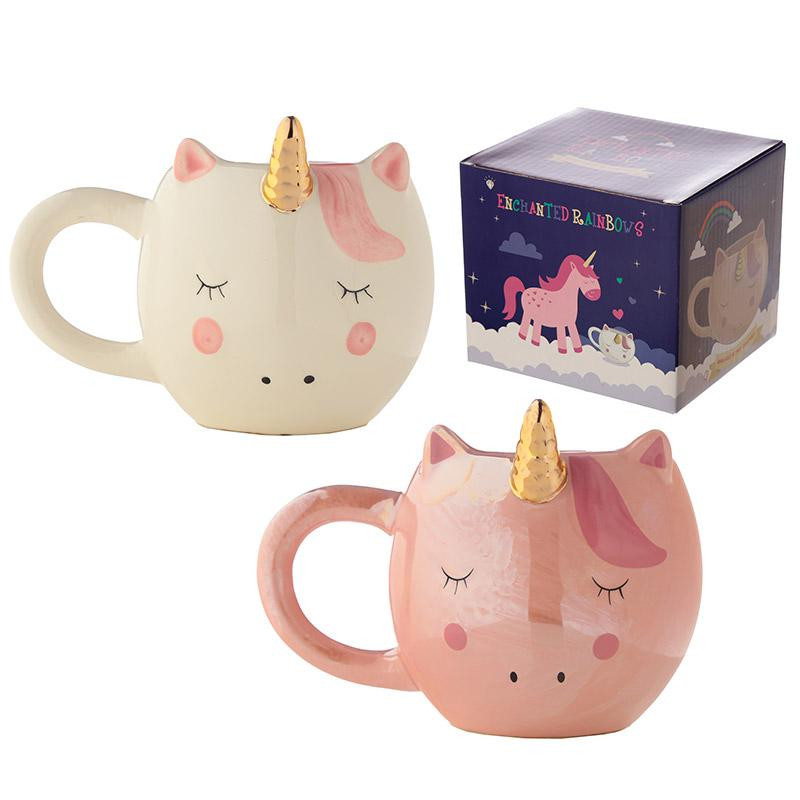 Taza cerámica  forma de Unicornio encantado rosa