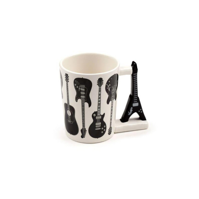 Taza de Cerámica Asa con Forma de Guitarra Negra