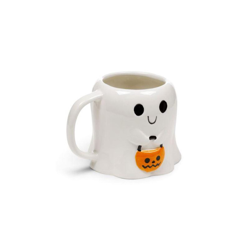 Taza con forma de cerámica fantasma de truco o tra