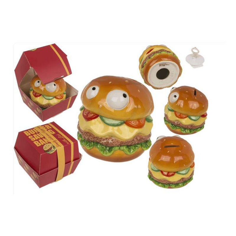 Hucha Hamburguesa con ojos en Caja