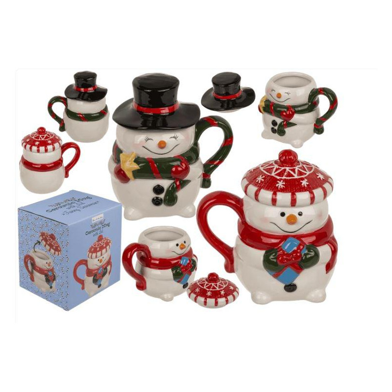 Taza muñeco de nieve con tapa