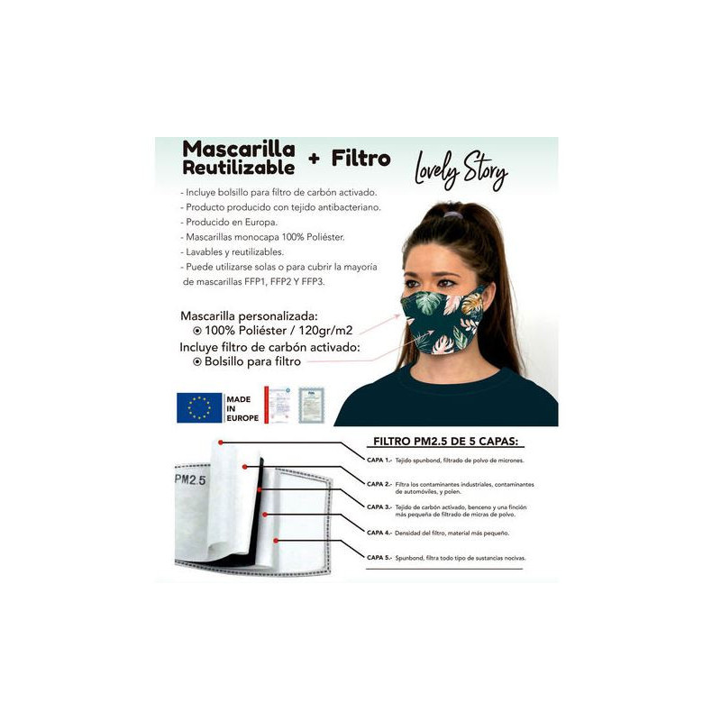 Mascarilla Tropical adulto con filtro homologada