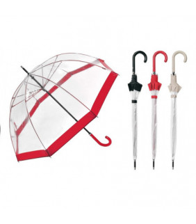 Paraguas largo transparente con capota profunda y