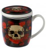 Taza para Té de Porcelana con Tapa - Calaveras y R