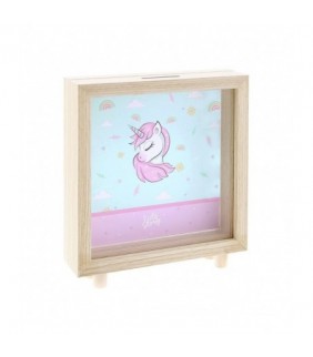 HUCHA INFANTIL MADERA - UNICORNIO